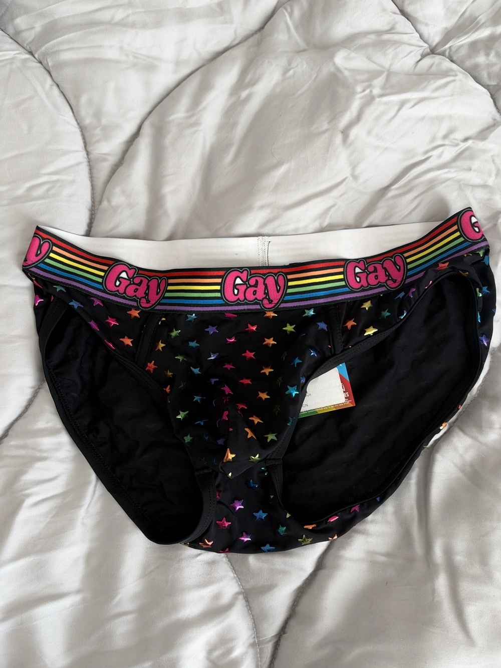 Andrew Christian Pride Rainbow-Trim Black Men’s Briefs
